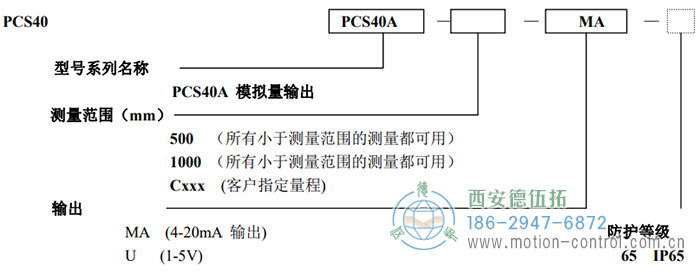 PCS40A拉線位移傳感器訂貨選型說(shuō)明 - 西安德伍拓自動(dòng)化傳動(dòng)系統(tǒng)有限公司