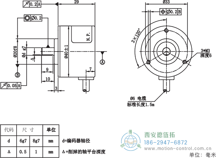 RI41光電增量輕載編碼器外形及安裝尺寸 - 西安德伍拓自動(dòng)化傳動(dòng)系統(tǒng)有限公司