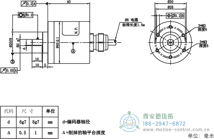 RI41光電增量輕載編碼器外形及安裝尺寸 - 西安德伍拓自動(dòng)化傳動(dòng)系統(tǒng)有限公司