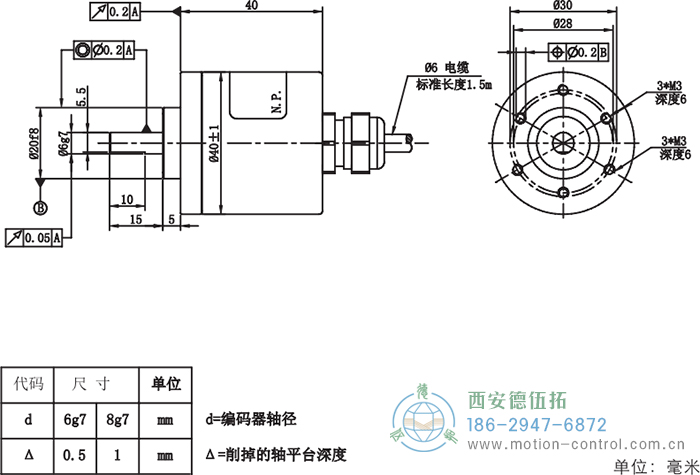 RI41光電增量輕載編碼器外形及安裝尺寸 - 西安德伍拓自動(dòng)化傳動(dòng)系統(tǒng)有限公司