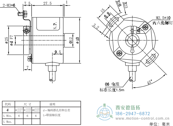 RI41光電增量輕載編碼器外形及安裝尺寸 - 西安德伍拓自動(dòng)化傳動(dòng)系統(tǒng)有限公司