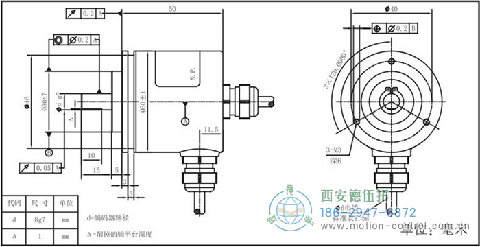 RI50光電增量輕載編碼器外形及安裝尺寸 - 西安德伍拓自動(dòng)化傳動(dòng)系統(tǒng)有限公司